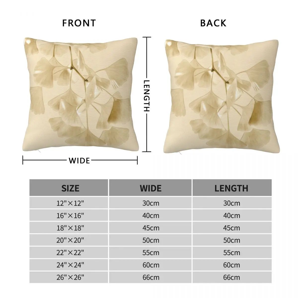 Ginkgo Biloba Vintage Pillowcase Polyester Linen Velvet Creative Zip Decor Pillow Case Room Cushion Cover