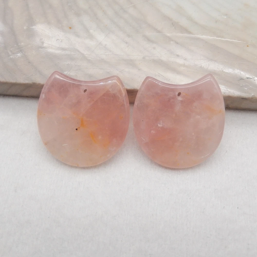 Natural Pink Quartz Carving Spiral Earrings Beads For Womens,Handmade Gift DIY Semiprecious Stone Jewelry Accessories