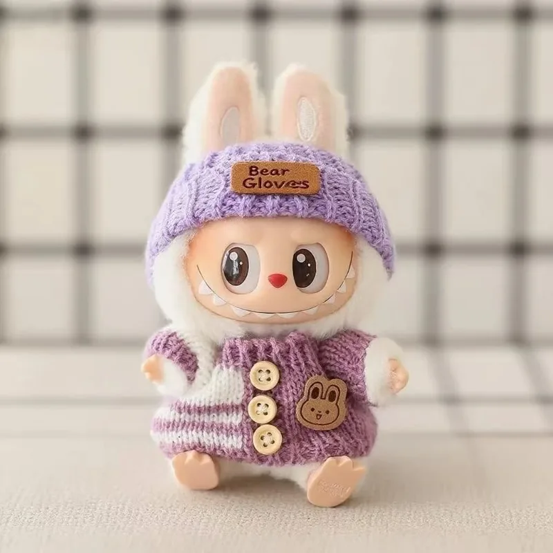 

15/17cm Clothes For Labubu Accessories Outfit doll Clothes Bear Label Hat Love Sweater Set Cute Decoration Little Toy Collectors