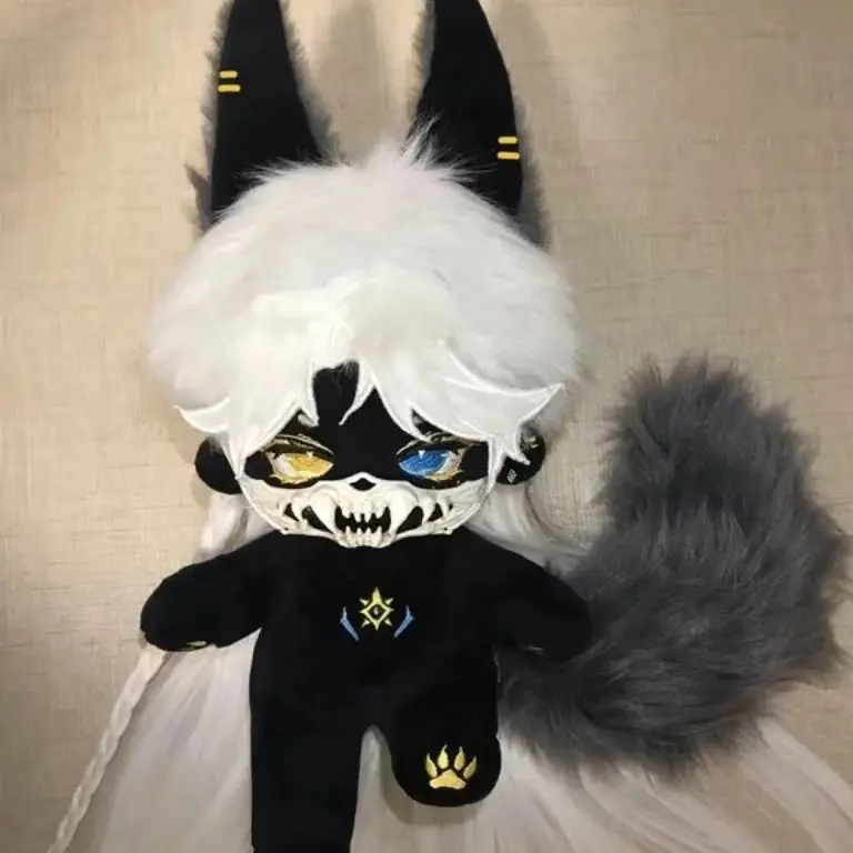 Recheado 20cm pele preta anubis cosplay dos desenhos animados de pelúcia com esqueleto boneca vestir-se brinquedos para crianças presente aniversário