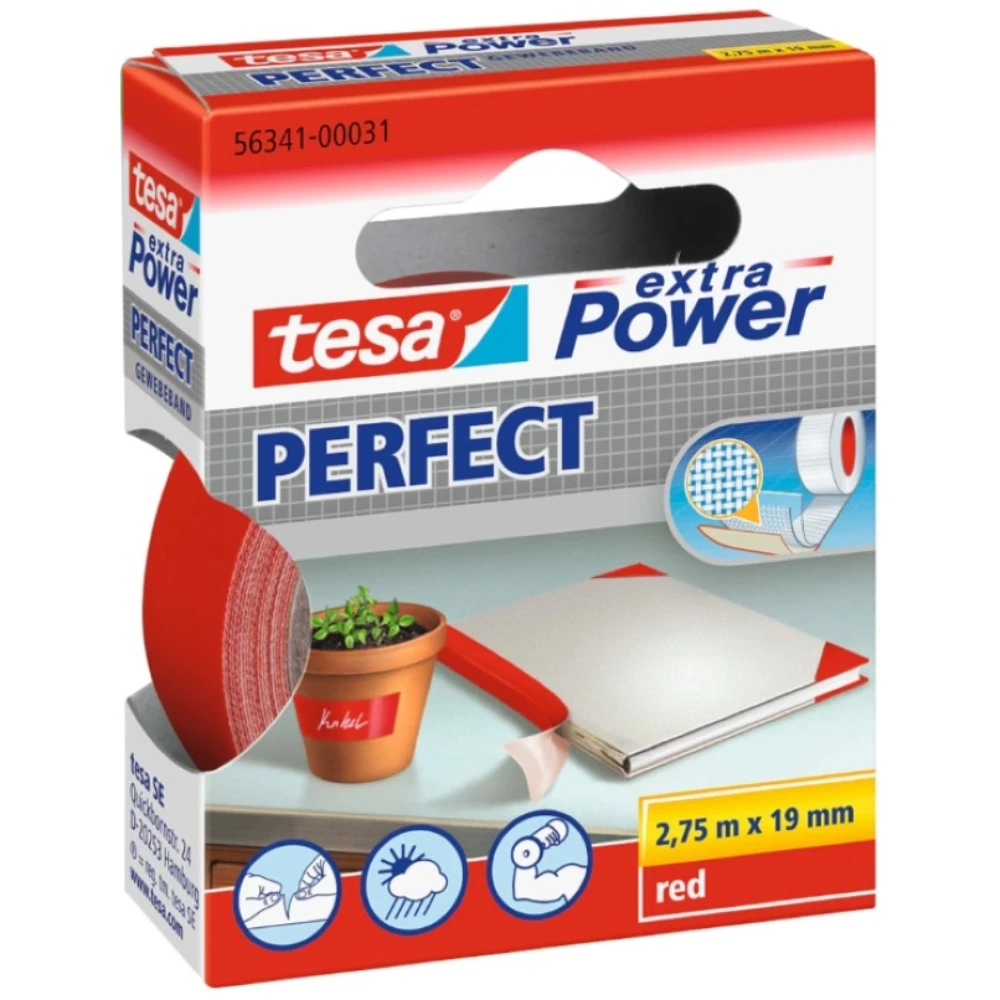 Tesa Extra Power Perfect Cloth Tape - Fabric-Reinforced Repairing Tape for Crafting, Repairing, Fastening