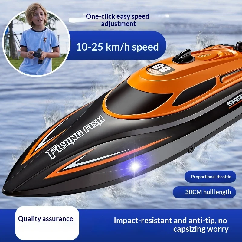 

Радиоуправляемая гоночная лодка Hj812 2.4G с регулируемой скоростью от 10 до 25 км/ч, 30-секционным корпусом, светодиодной подсветкой, защитой от опрокидывания, водная игрушка, подарок