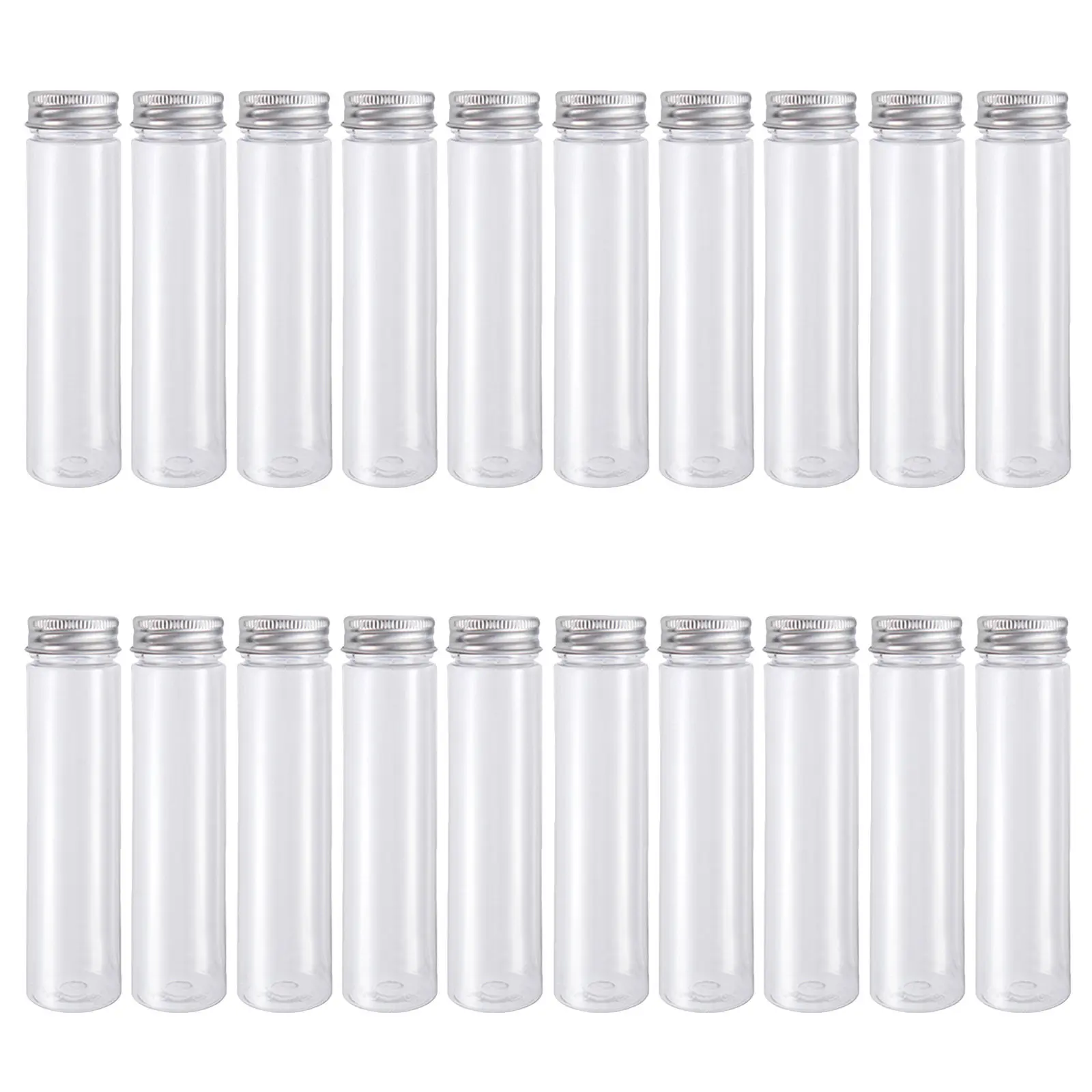 

36Pcs 50Ml Clear Flat Bottom Plastic Test Tubes Caps for Candy Beads Gumballs Bath Salts Lab Samples Retail Display