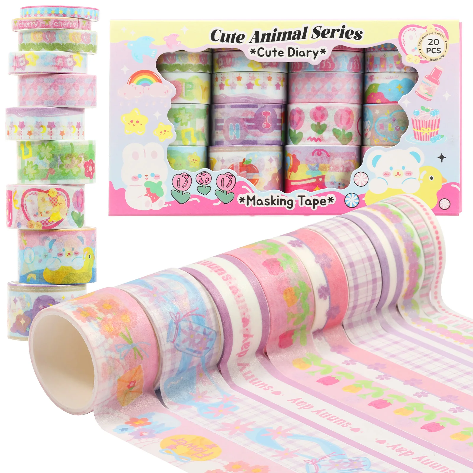 Washi Tape Set Scrapbook Adhesive Tape Scrapbook Tape Washi Tape Stickers Border Stripes Basic Journal Decor Student Supply