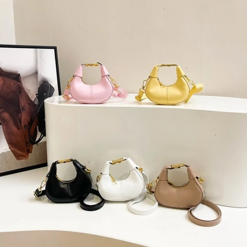 

Underarm Bag Y2K Pu Leather Handbag Minimalist Style Solid Color Crossbody Bag Half-moon Zipper Crescent Bag Ladies