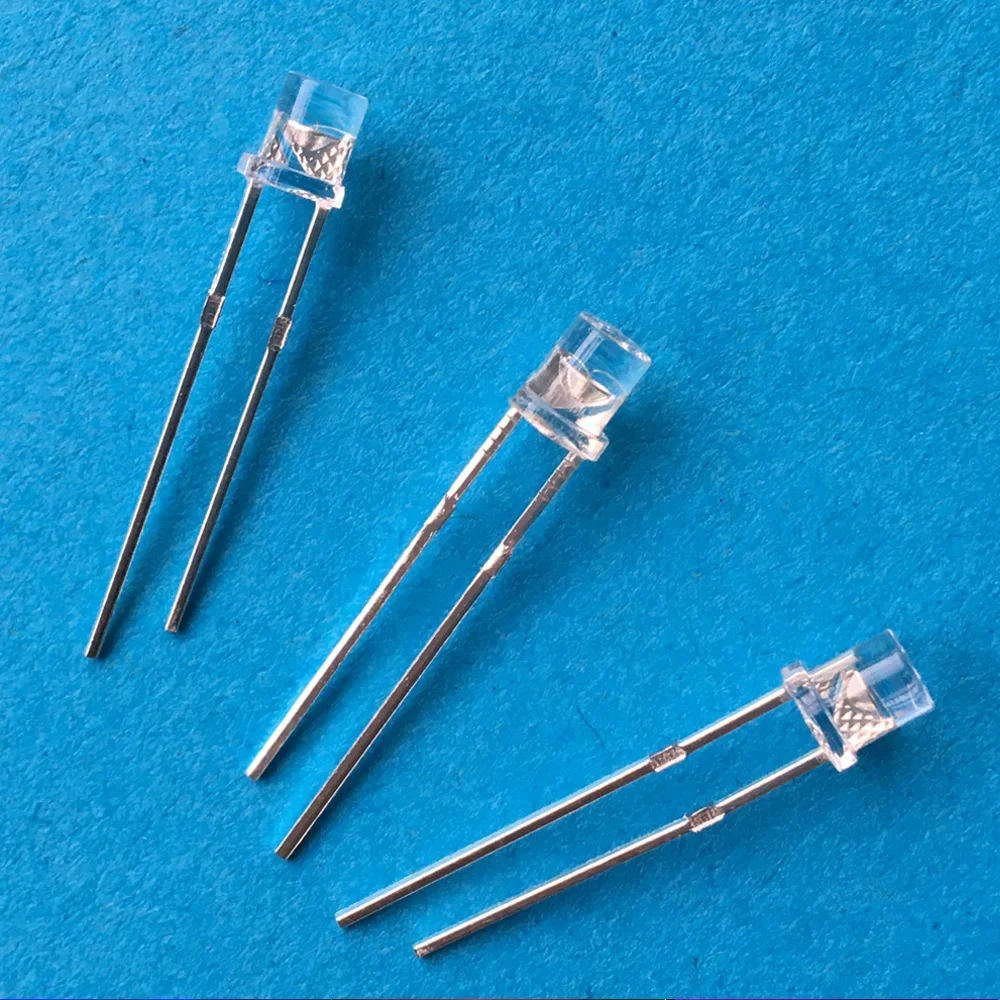 Ampoule à diode LED F3 ultra lumineuse, 100 pièces, 3mm, tête plate, blanc, rouge, bleu, orange, UV, rose, grand angle, lampe électroluminescente