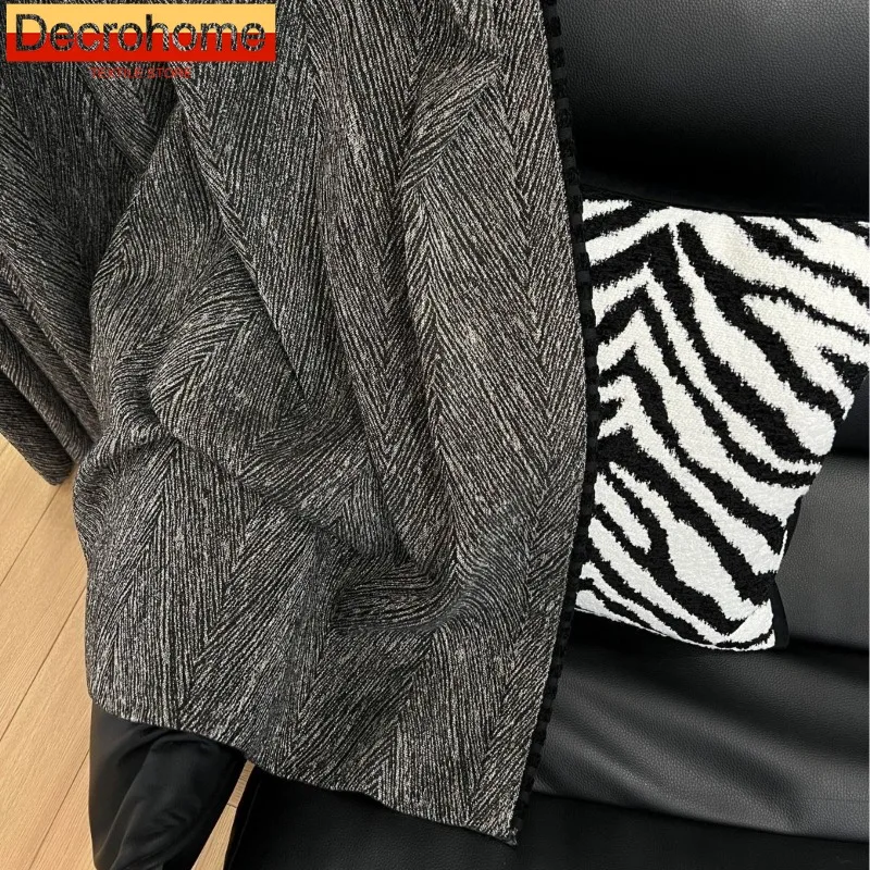 Black Medieval Cotton Linen Retro Thickened Heavy Industrial Woven Solid Color Blackout Curtains for Living Dining Room Bedroom