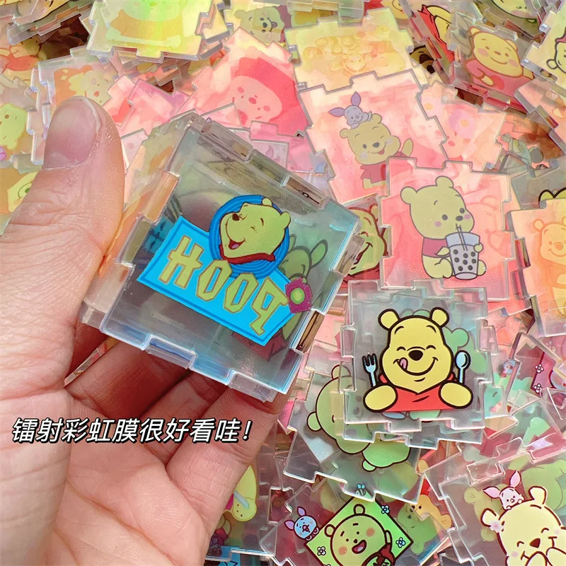 

Sanrio Acrylic Double Transparent Cartoon Cute Winnie Kuromi Laser Puzzle Collage Pen Holder Storage Box 4cm DIY Handmade Slices