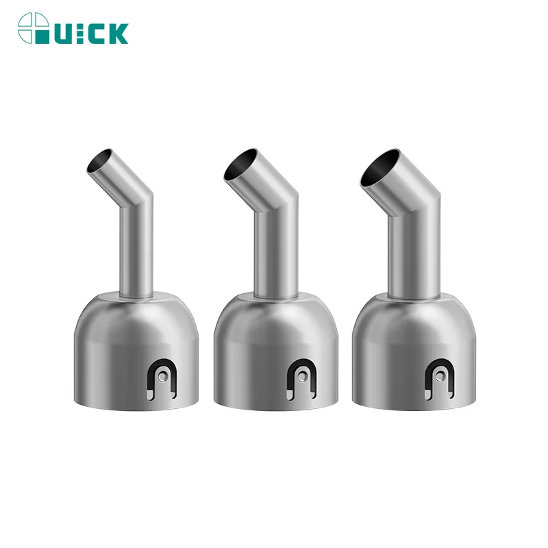 QUICK 45 Degree Angled Hot Air Nozzle Stainless Steel Fit M7 M9 Rework Station Microscope PCB Precision Repair Nozzle