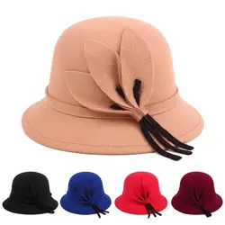 Brim bobbler Girl Fedora Hats elegante Church Bowler Cloche Hats autunno inverno Warm Hat Felt Bucket Cap donna Vintage Retro Hat