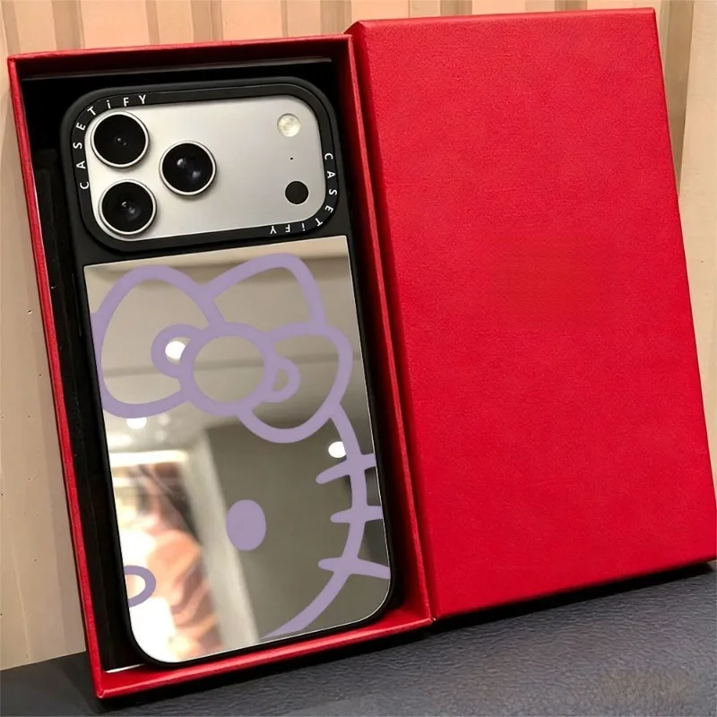 

Kawaii Hello Kitty Mirror Phone Case Anime Suitable for Apple 11/12/13/14/15/16/17/pro/promax/plus Earthquake-proof Anti-fall