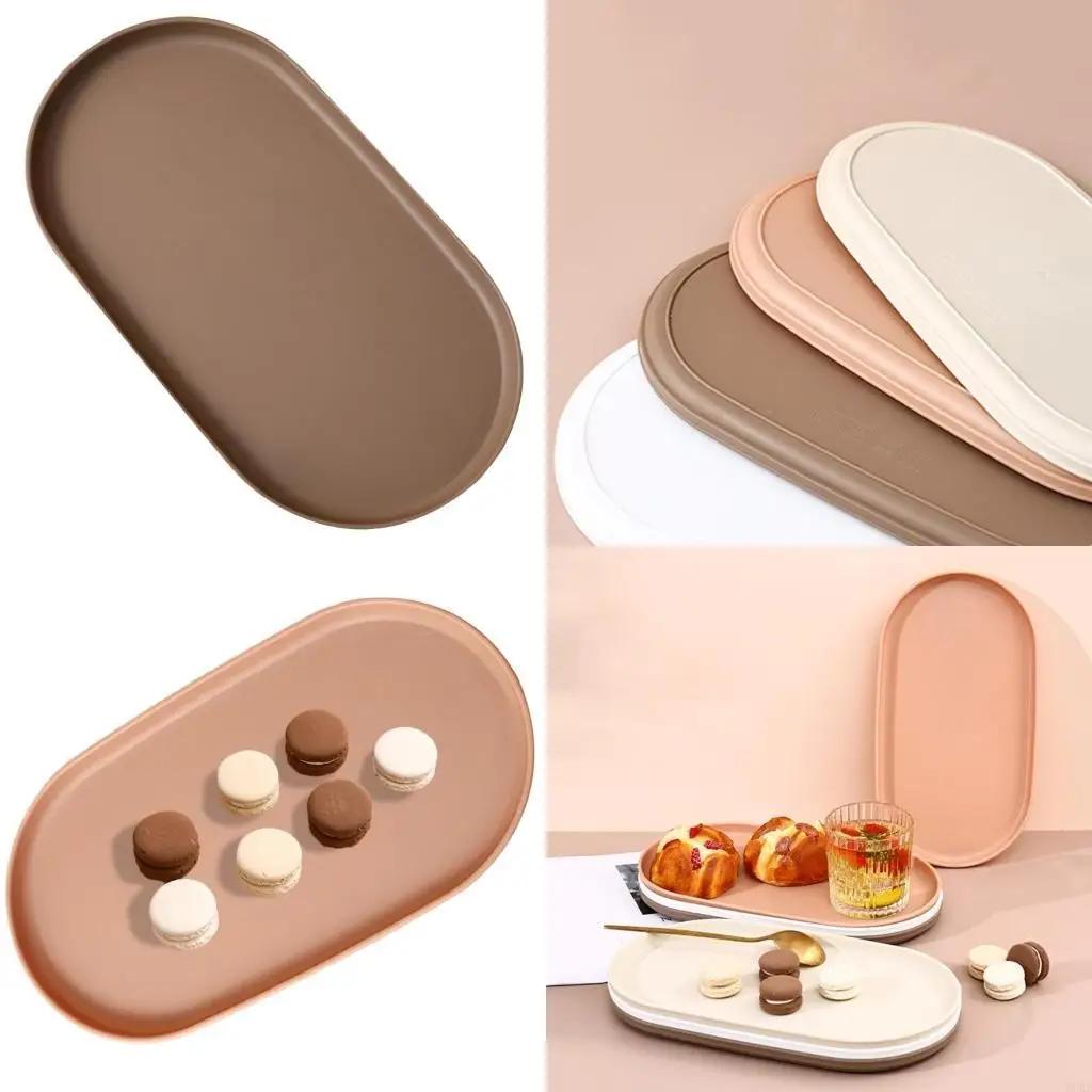 62KD Storage Tray Dessert Plate Fruit Cake Tray Desktop Cosmetic Jewelry Dish Bathroom Kitchen Multifunctional Tool