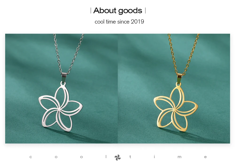 COOLTIME Filigrane Blumen Anhänger Halskette für Frauen Edelstahl Mode Blume Paar Halskette Schmuck Geburtstagsgeschenk – Detail 5