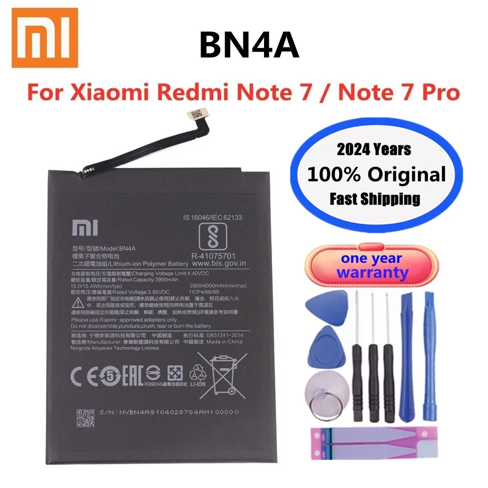 Bateria original bn4a de 2024 anos para xiaomi redmi note7 note 7 pro 4000mah m1901f7c bateria de telefone envio rápido + ferramentas