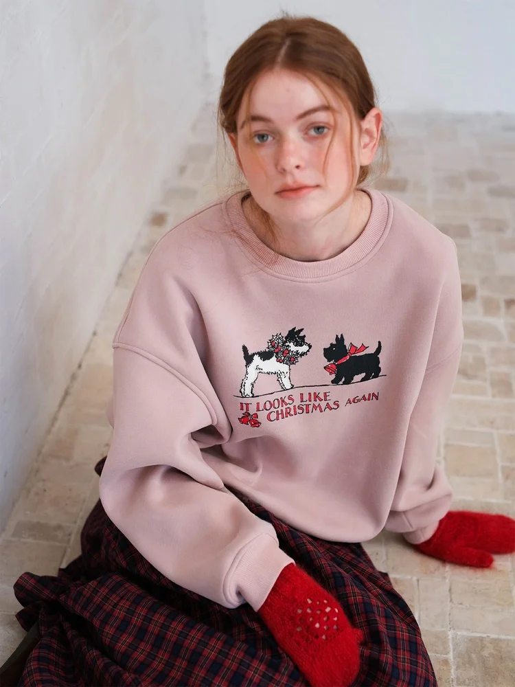 

Soft Fce Lined Oversized Hoodie Long Sve Cisas Dog Design Comfortable ex Sweatirt for Winter Casual Wear