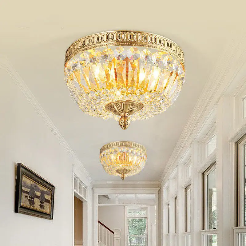 French-Style Vintage Crystal Ceiling Light For Bedroom Round  Light Luxury For Guest Roombalcony Corridor Entrance And Cloakroom