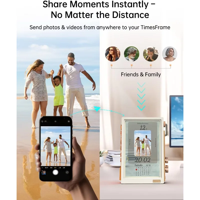 Digital Picture Frame Transparent Smart Digital Clock Tech Gift Desk Setup Unique Photo‑plus Video Storyteller