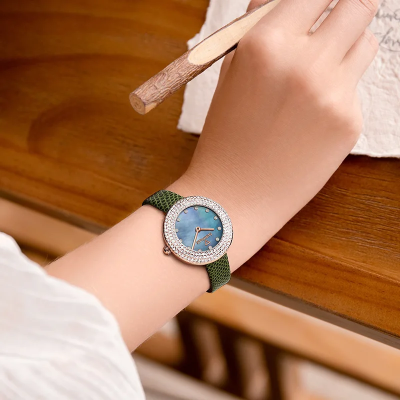 Luxury Diamond Quartz Ladies Watch Leather Strap Fashion Top Brand Waterproof Women's Wristwatch