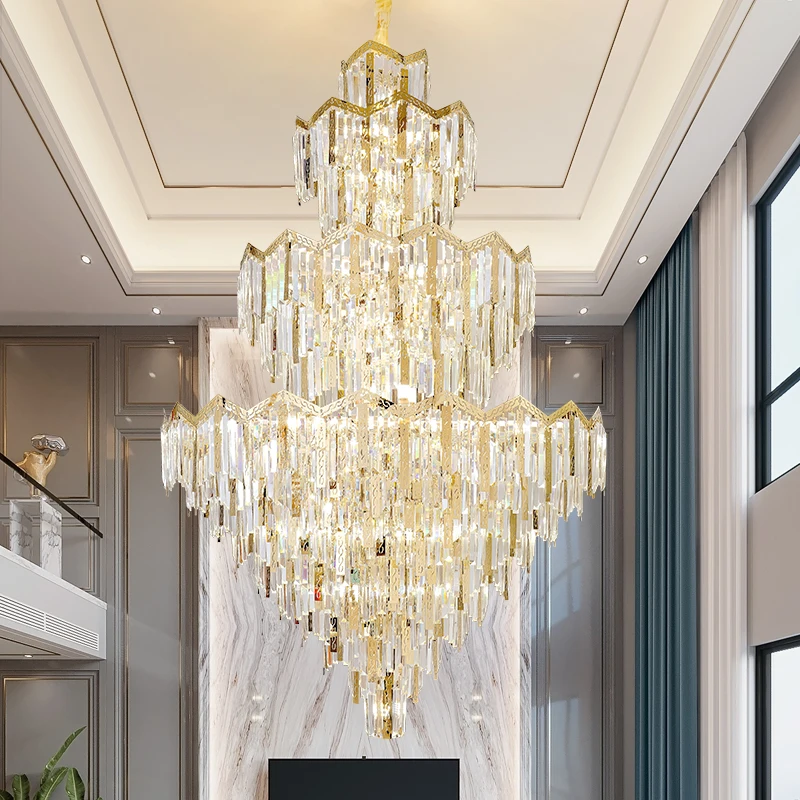 

Duplex Chandelier Modern Simple Building In The Middle Of The Hotel Crystal Chandelier Light Luxury Villa Pick Empty Living Room