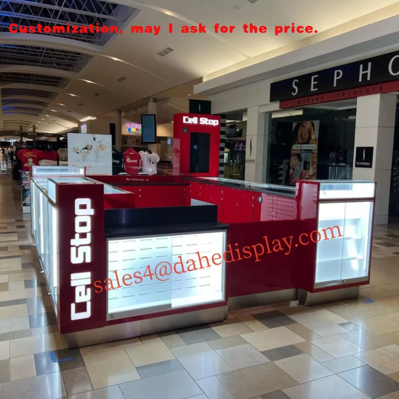 

custom.Mobile Phone Accessories Display Cabinet with Light Phone Display Counter Cellphone Repair Showcase Cell Phone Kiosk