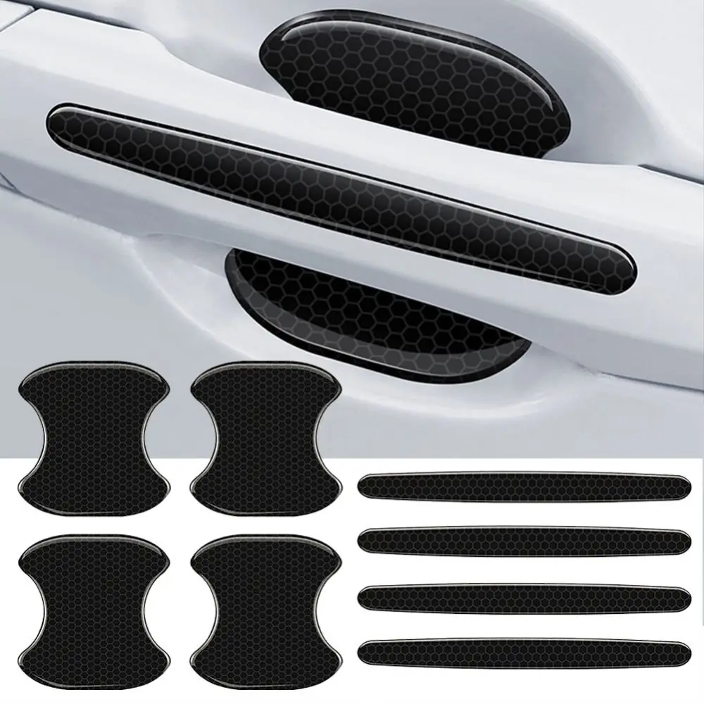4/8pcs Car Door Handle Bowl Scratch Protective Stickers Carbon Fiber Protector Car Handle Anti-collision Protection Strip
