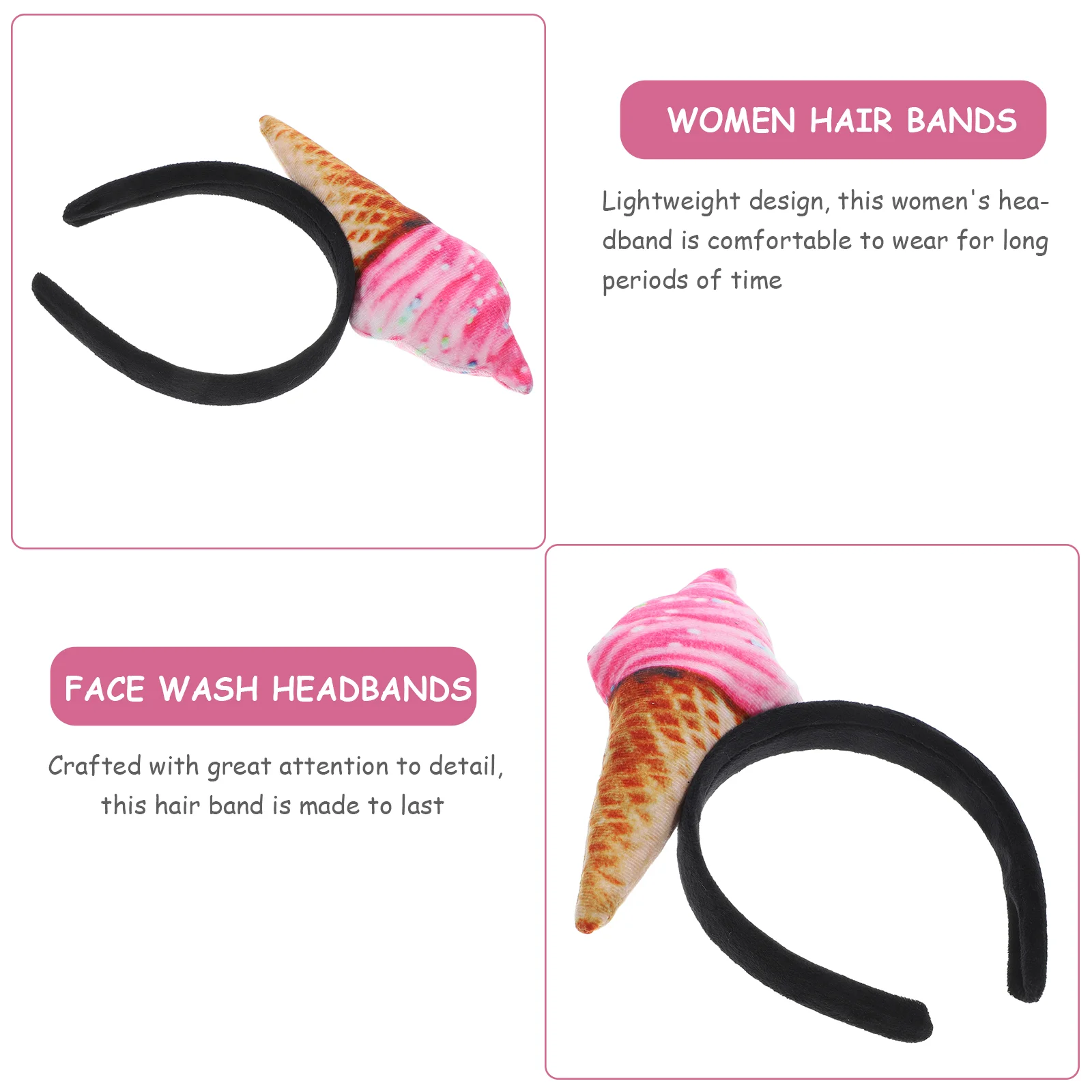 Ice Cream Vendor Costume Cupcake Headband Hair Bands for Women Womens Headbands