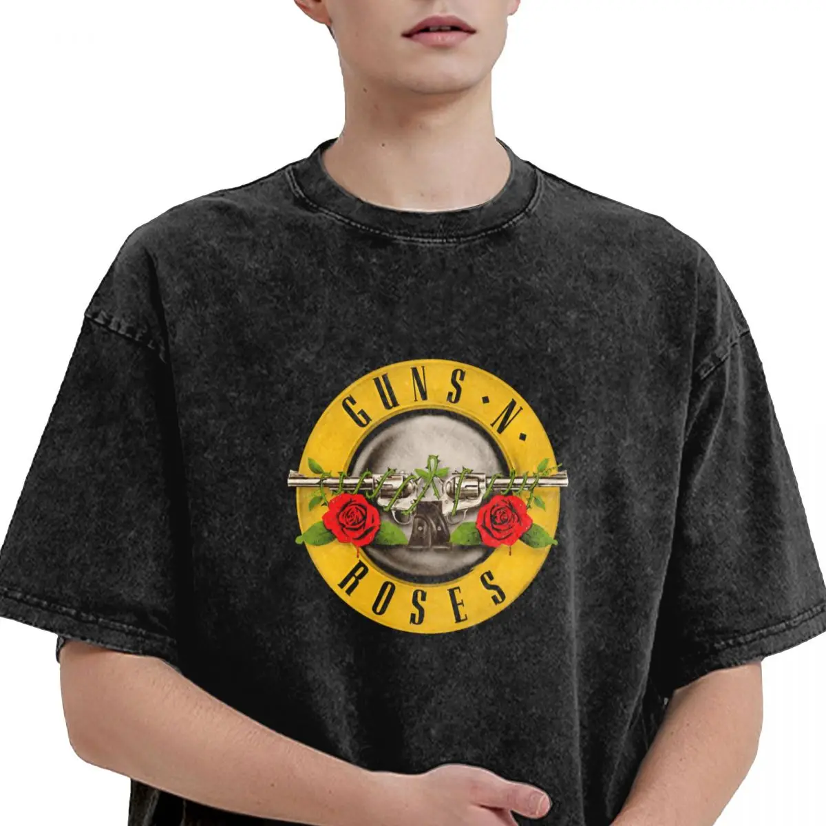 Guns-N Roses Retro Washed T Shirts Women Men's Vintage Gothic Cool T-shirt Streetwear