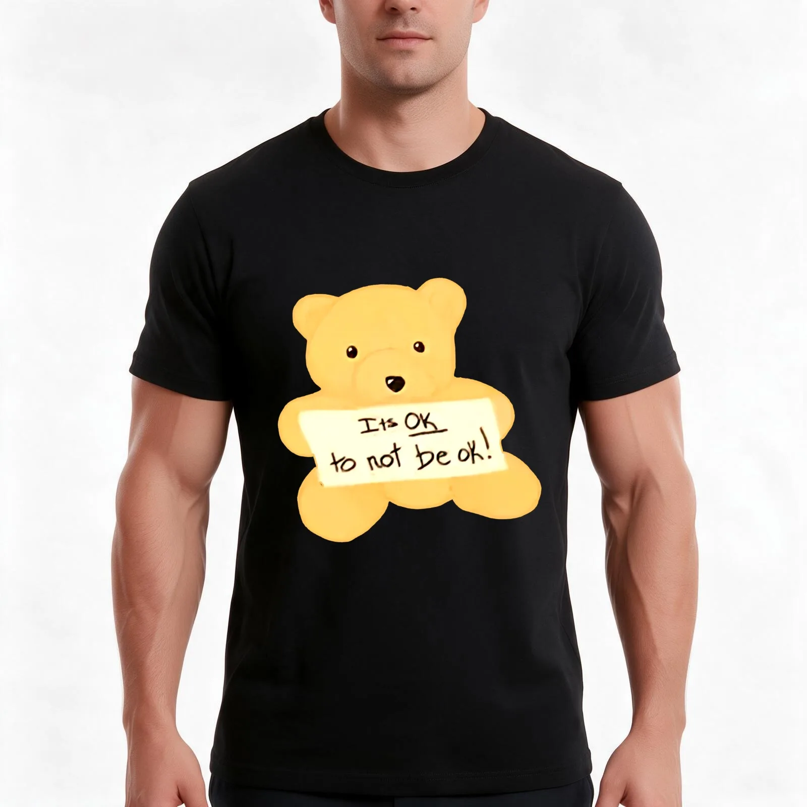 Yungblud Its OK T-Shirt, Summer Casual Cotton Tee, Oversized Streetwear Tops, Vintage Graphic Print, Loose Fit Short Sleeve