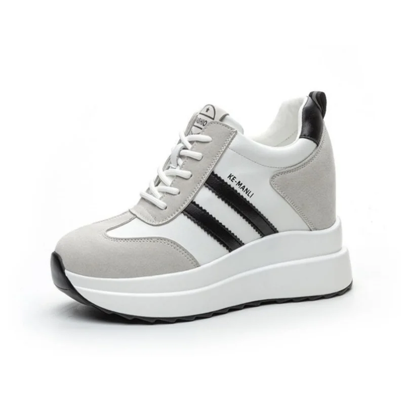 

Кроссовки на танкетке на платформе 10 см, массивная обувь из натуральной кожи для женщин, летняя обувь, весенне-осенние прогулочные кроссовки, модные