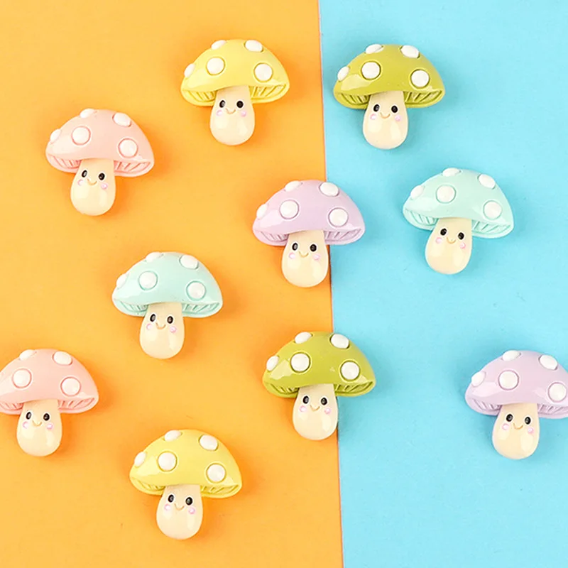 10 stücke Cartoon Harz Kawaii Mini Pilz Figur Miniaturen Cabochons Flatback Verzierungen Scrap booking Material DIY Handwerk