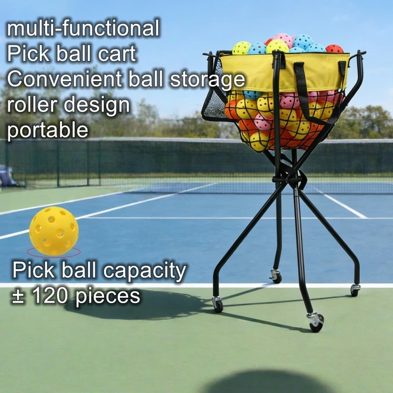 he portable tennis coach cart can accommodate 120 pickleball and is a multifunctional cart with folding capabilities
