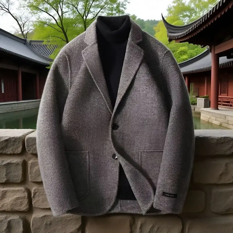 

Мужская элегантная удлиненная куртка из шерстяной смеси, стеганая, утепленная, водонепроницаемая, осенне-зимняя, теплая, ветрозащитная, для повседневного и делового стиля