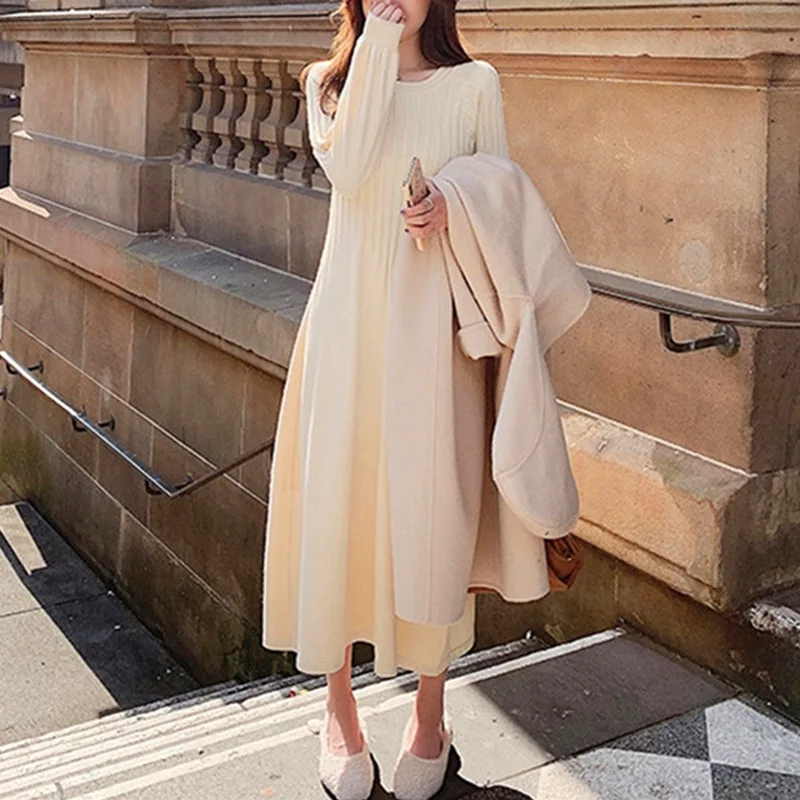 

Knee Length Pullovers For Students Sweaters Jumpers Women Stylish Standing Collar Slim-Fitting Party Hottie Minimalism Ruffled