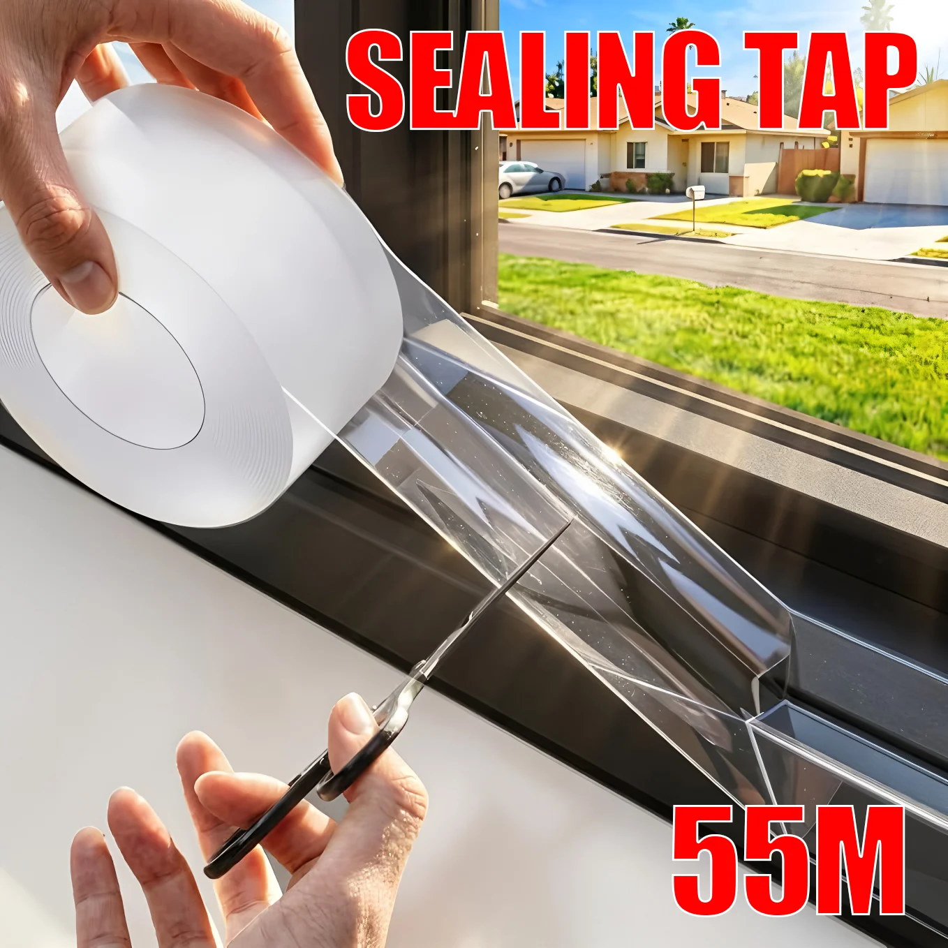 Window Sealing Tape Transparent Window Weather Sealing Tape Clear Window Draft Isolation Glass Film No Residue Insulation Strip