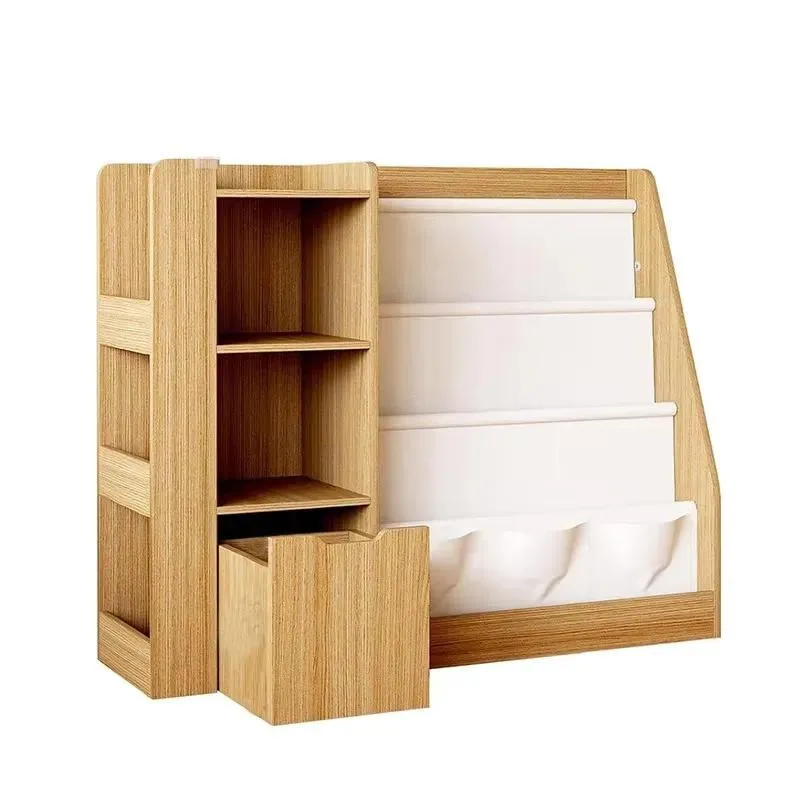 Kids Vertical Bookshelf Multi Layer Storage Rack with Drawers for Toys Books Household Items Organizer