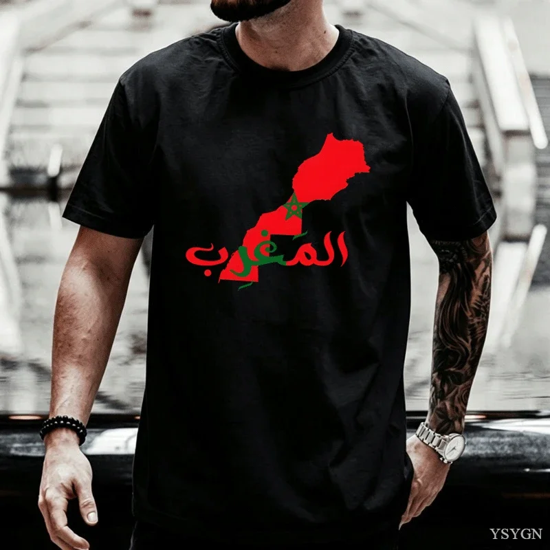 Morocco Tshirt Men Casual Printed Moroccan Flag T-shirt Short Sve Graph Tee Shirt Men's Clothing 2026 New Model Short-sleeve cre