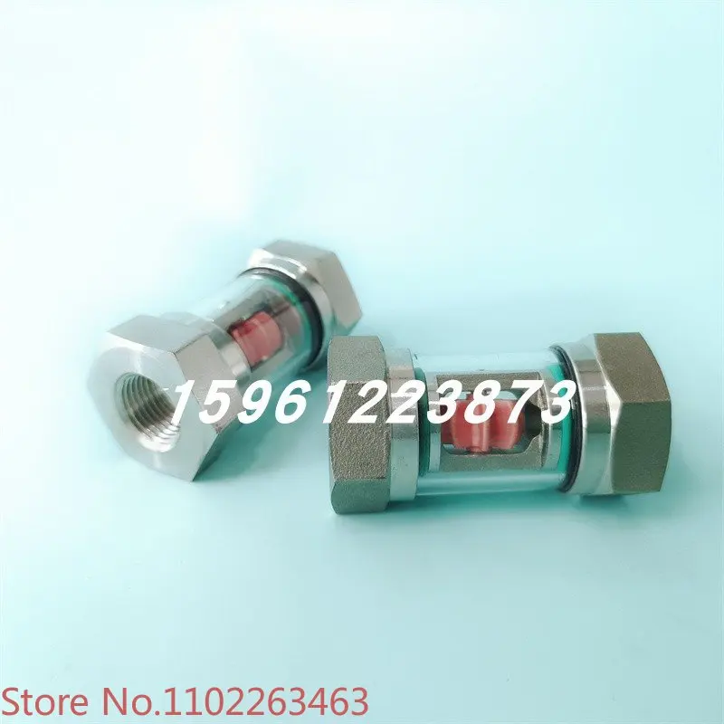 304 stainless steel tubular impeller indicator 360-degree vertical pipe glass mirror flow sight cup 4 points DN15