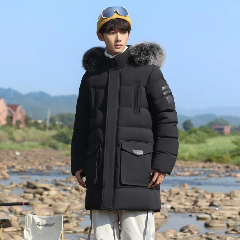 

Outdoor Mountaineering Down Cotton-padded Jacket Mid-length Fashionable Bread Coat Warm Hooded Loose Fur Collar Casual Overcoat