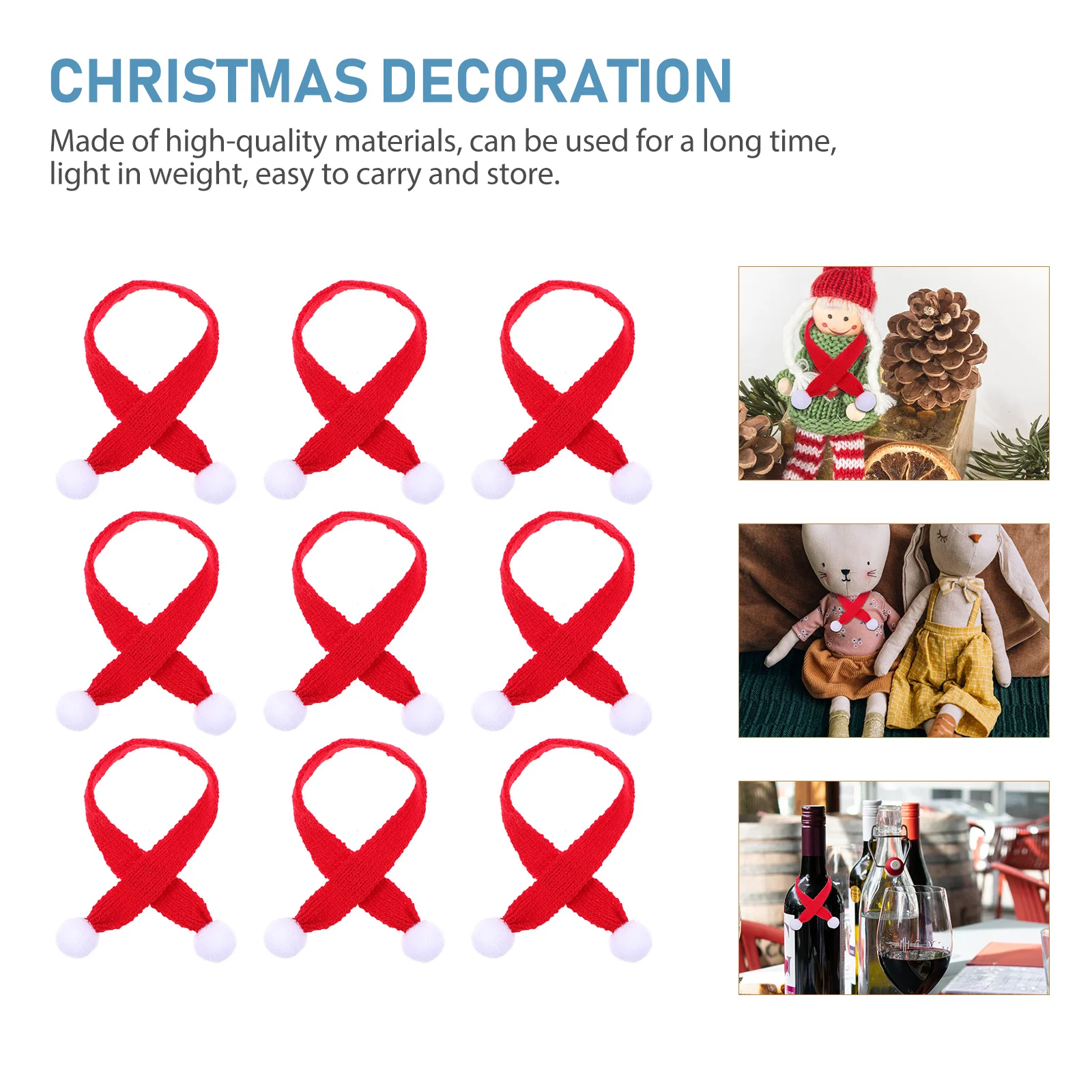 

10 шт., мини-шейные платки, милые вязаные рождественские шарфы, портативные праздничные аксессуары для вечеринки, парада, фото, мини-шарфы