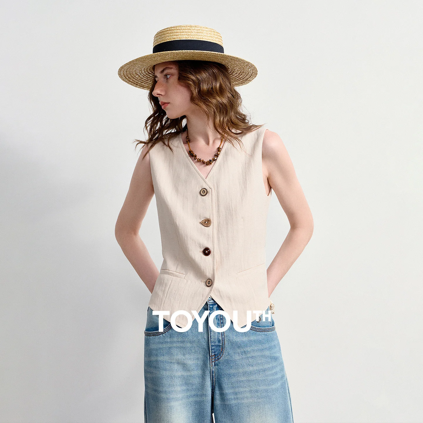 TOYOUTH Women Old Money Slow Style Vest 2026 Summer New Lyocell Linen Slimming Short Vest Pullover Tops