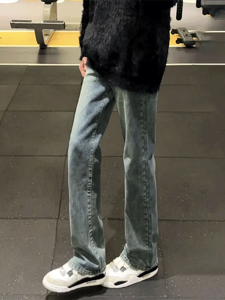

Мужские джинсы Cleanfit с высокой талией и прямым кроем, на флисовой подкладке, в американском стиле, зимние, молодежные, модные, широкие брюки
