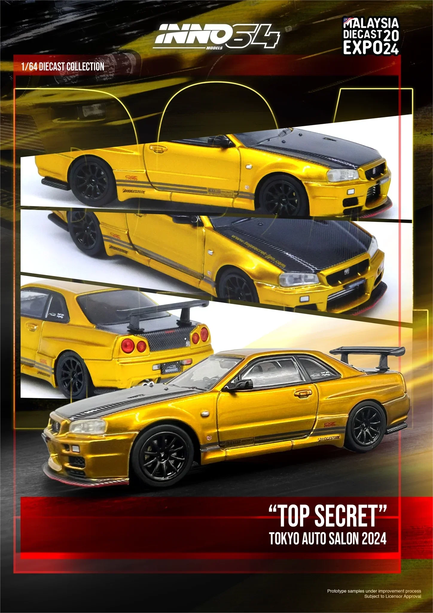 INNO 1:64 SKYLINE (R34) TOP SECRET Malaysia 2024 Limited Diecast Model Car