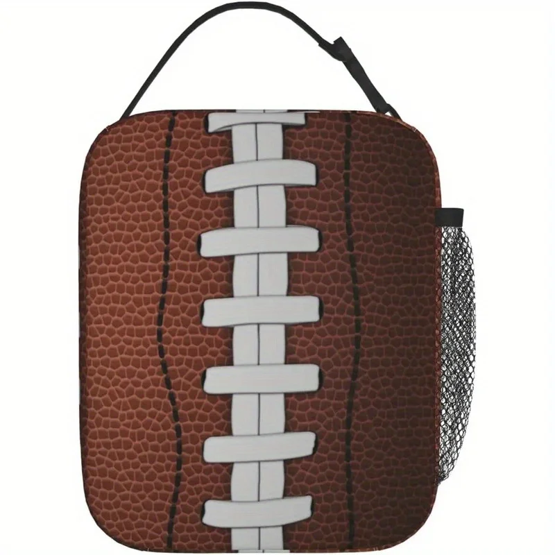American Football Ball Lunch Bag Insulated Lunch Box for Boys Girls Durable Portable Adults Cooler Bento Tote with Side Pocket