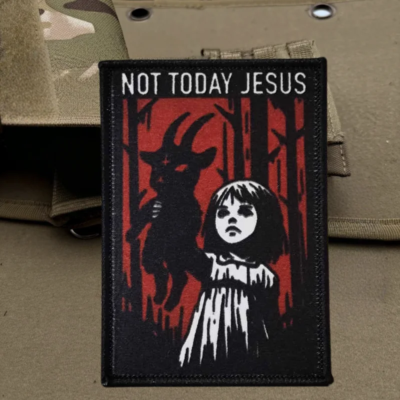 Parche táctico moral Not Today Jesus con cierre velcro y bordes