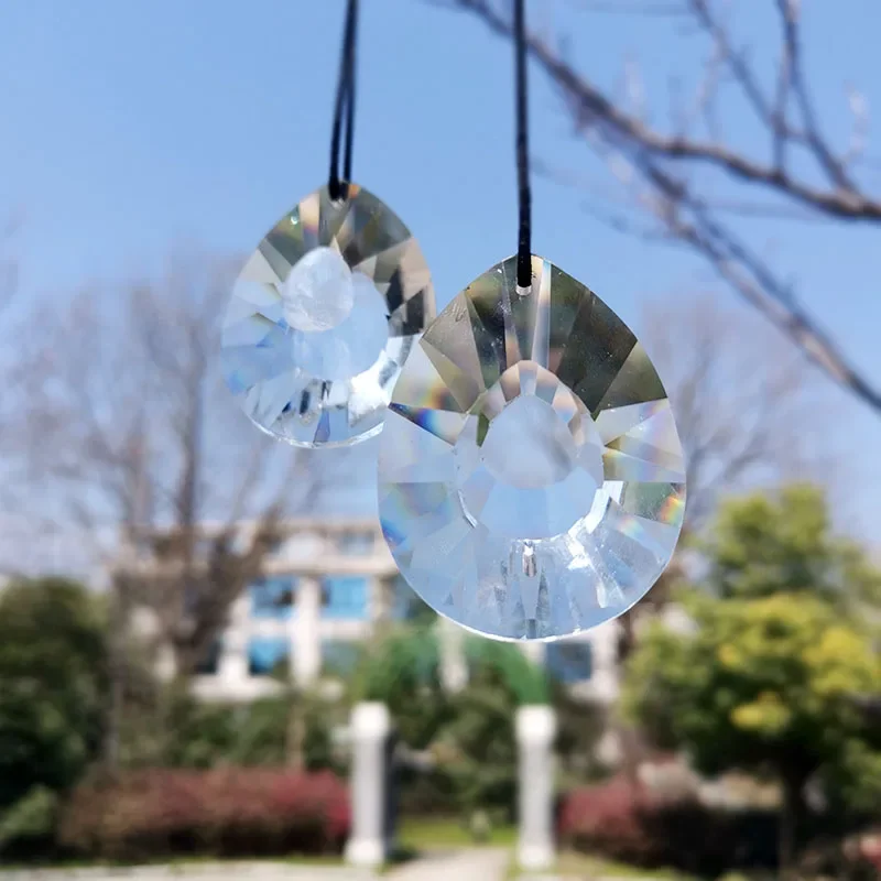 Clear Crystal Prisms Suncatcher Hanging Pendants for Chandelier Parts DIY Home Wedding Garden Outdoor Decor Sun Catchers