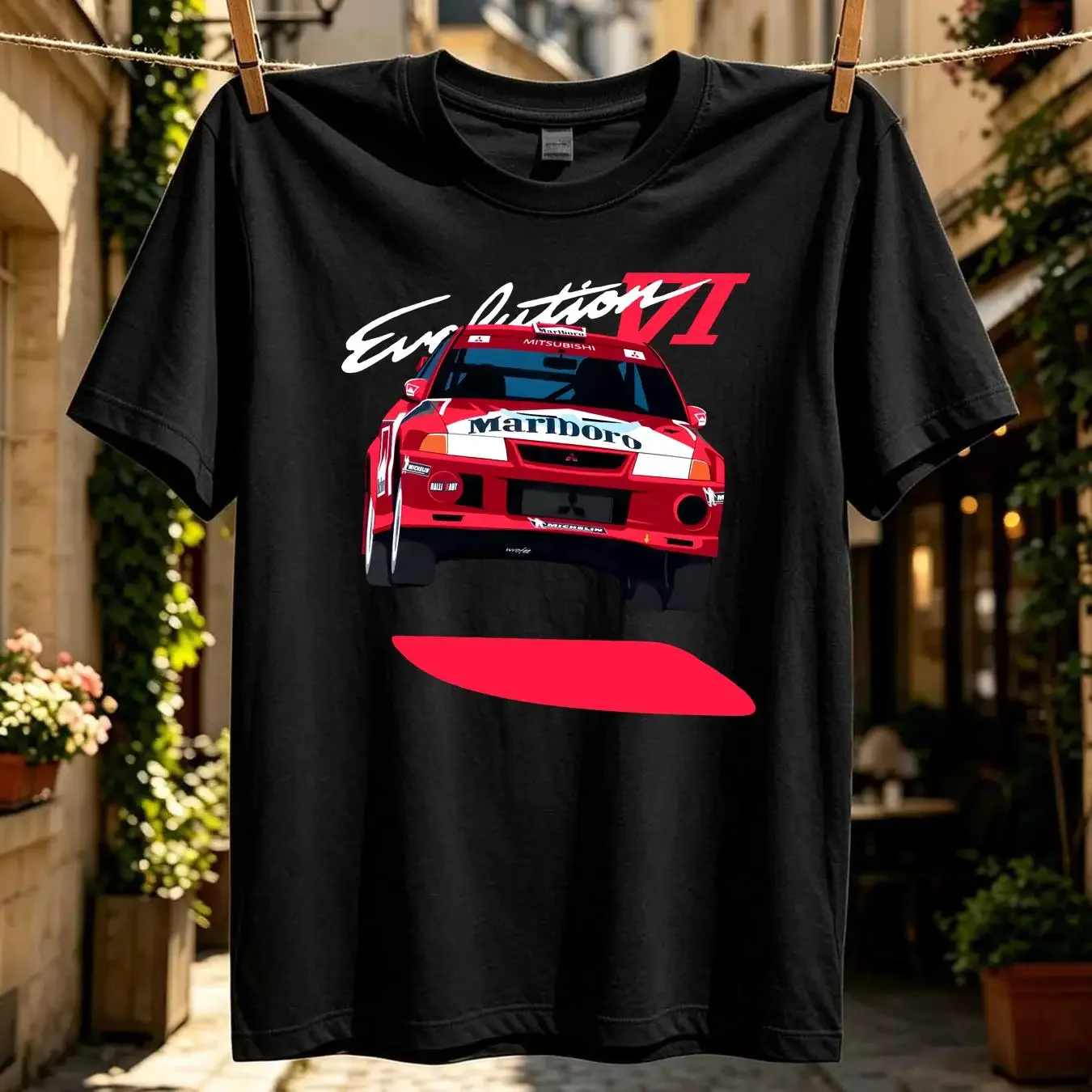washed T Shirt Lancer Evolution 6 Vintage Rally Car Jump Scene Tommi Vector Art Cotton vintage Washed Slightly Soft fashion
