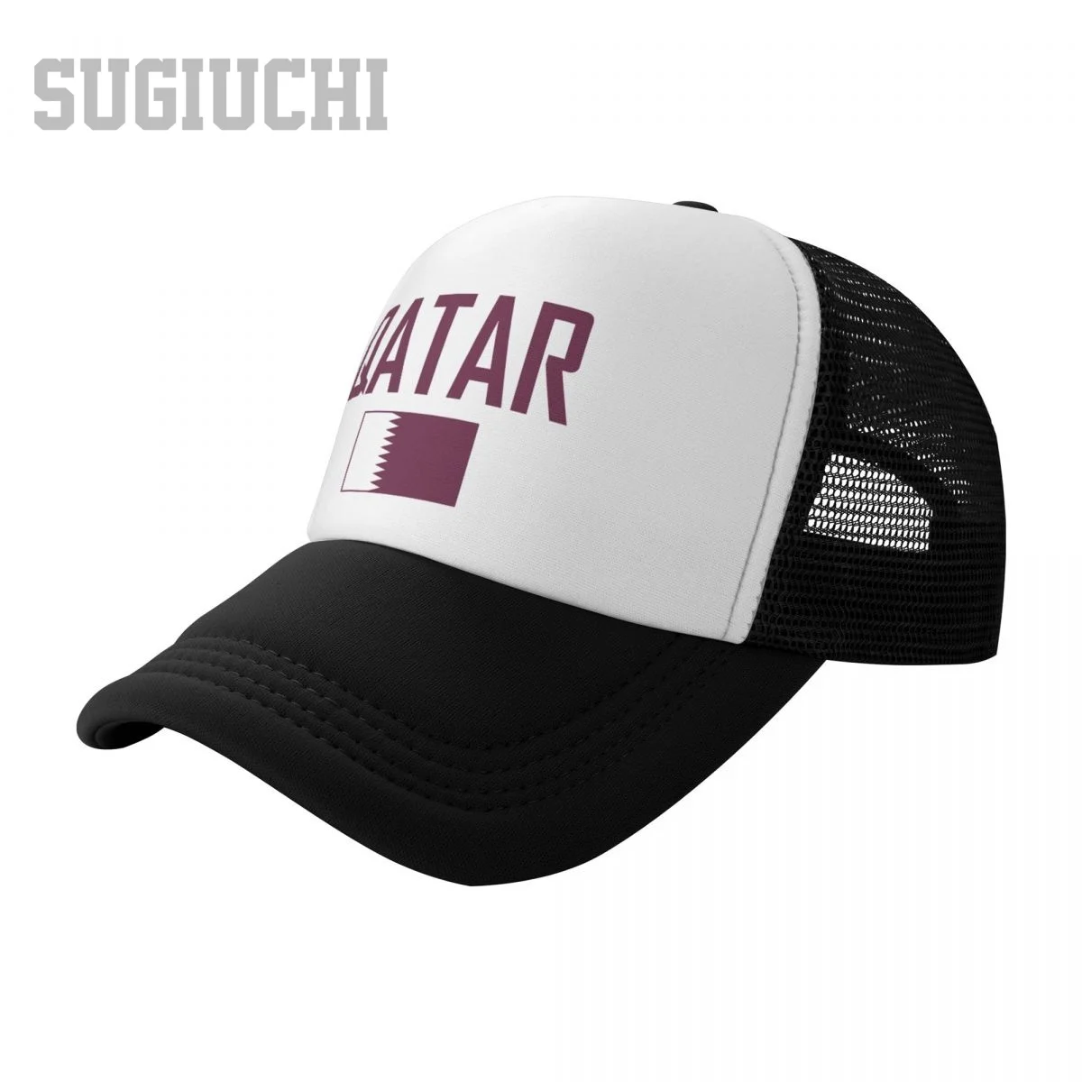 Unisex Mesh Cap Hat QATAR Flag And Font Trucker for Men Women Baseball Caps Outdoors Cool