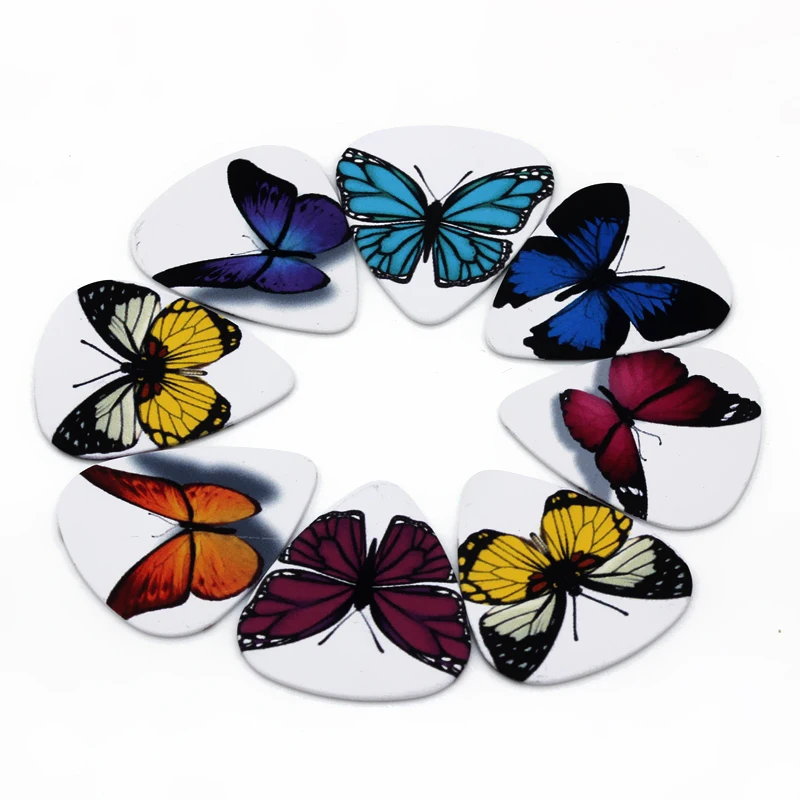 12Pcs Butterfly Guitar Picks Set 0.46/0.71/1.0mm Thicknesses for Bass, Guitar, Ukulele Instrument Accessories Guitar Paddles