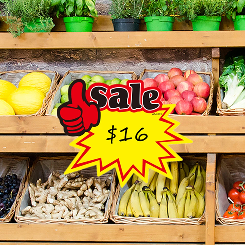 

50 pcs Price Tags Retail Signs Blank Store Garage Sale Stickers Advertising Tags Promotional Signs Folder Labels