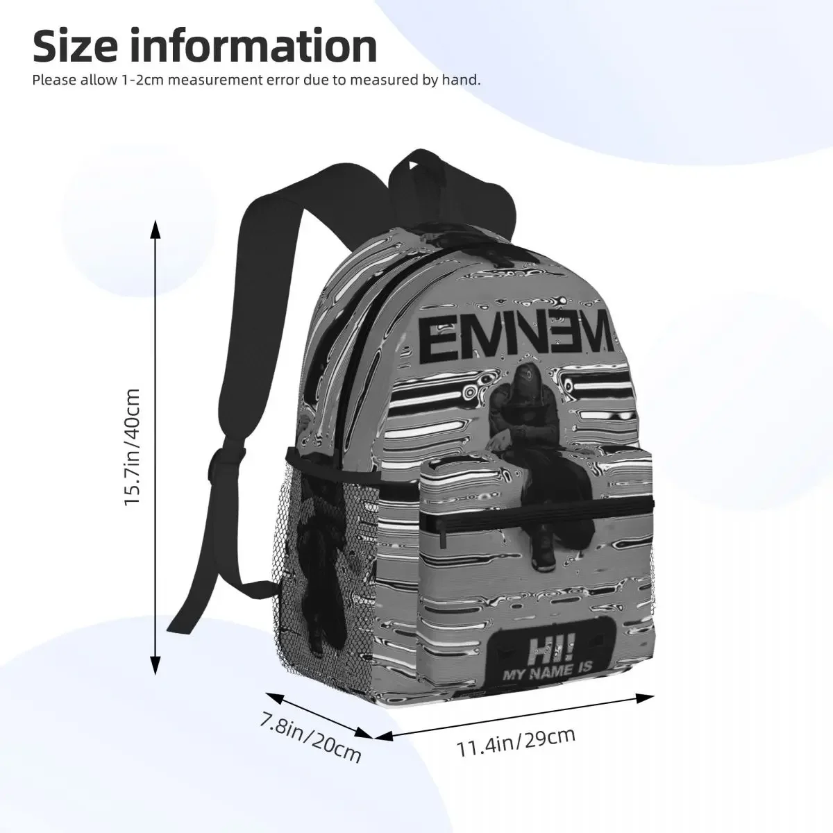 Rapper Rap God Eminem Student Backpack School Bag Hiking Travel Daypack for Boys Girls Fashion Bookbag Shoulder Bags
